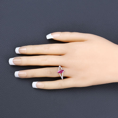 1.58 Carat Genuine Ruby and White Diamond 14K White Gold Ring - Rings - Custom Crafting Alliance, LLC