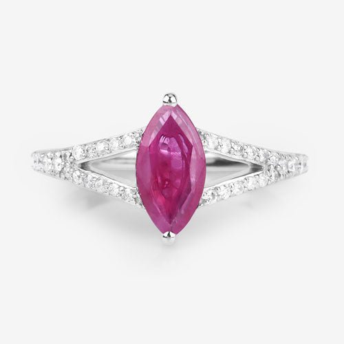 1.58 Carat Genuine Ruby and White Diamond 14K White Gold Ring - Rings - Custom Crafting Alliance, LLC