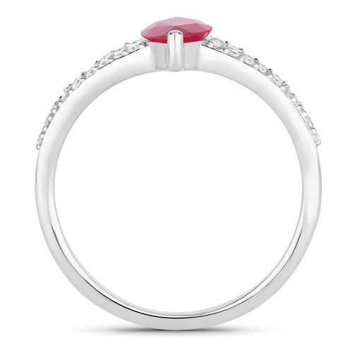 1.58 Carat Genuine Ruby and White Diamond 14K White Gold Ring - Rings - Custom Crafting Alliance, LLC