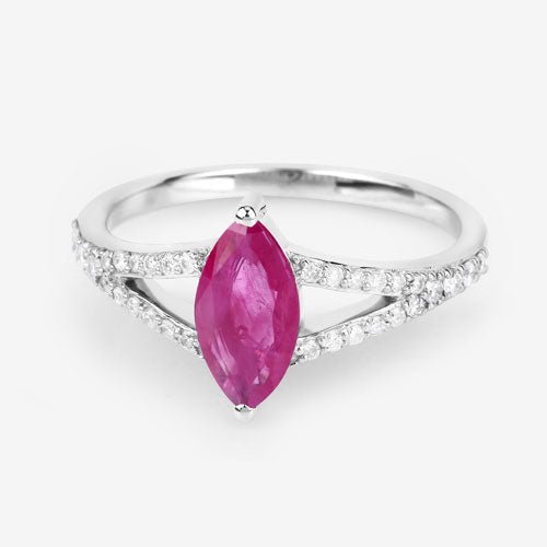 1.58 Carat Genuine Ruby and White Diamond 14K White Gold Ring - Rings - Custom Crafting Alliance, LLC