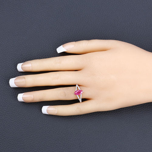1.58 Carat Genuine Ruby and White Diamond 14K Yellow Gold Ring - Rings - Custom Crafting Alliance, LLC