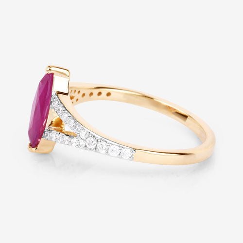 1.58 Carat Genuine Ruby and White Diamond 14K Yellow Gold Ring - Rings - Custom Crafting Alliance, LLC