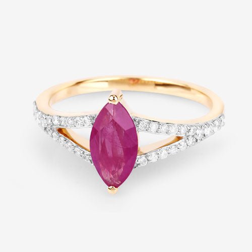 1.58 Carat Genuine Ruby and White Diamond 14K Yellow Gold Ring - Rings - Custom Crafting Alliance, LLC