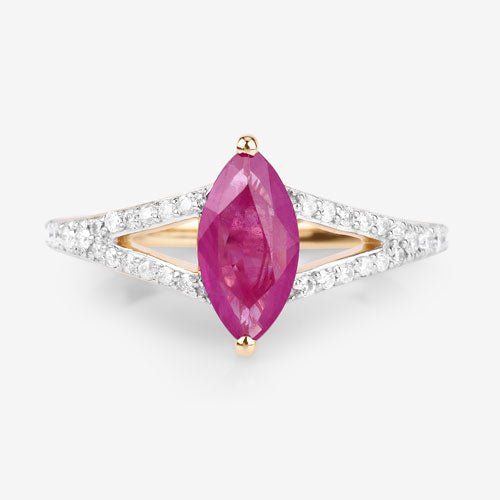 1.58 Carat Genuine Ruby and White Diamond 14K Yellow Gold Ring - Rings - Custom Crafting Alliance, LLC