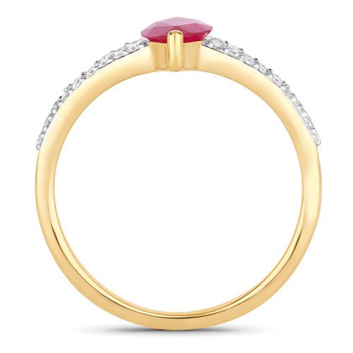 1.58 Carat Genuine Ruby and White Diamond 14K Yellow Gold Ring - Rings - Custom Crafting Alliance, LLC