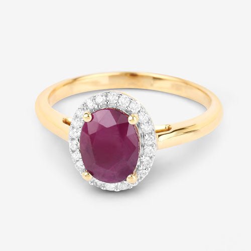 1.59 Carat Genuine Ruby and White Diamond 10K Yellow Gold Ring - Rings - Custom Crafting Alliance, LLC