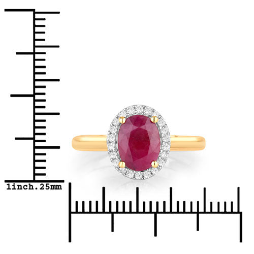 1.59 Carat Genuine Ruby and White Diamond 10K Yellow Gold Ring - Rings - Custom Crafting Alliance, LLC