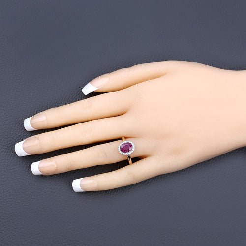 1.59 Carat Genuine Ruby and White Diamond 10K Yellow Gold Ring - Rings - Custom Crafting Alliance, LLC