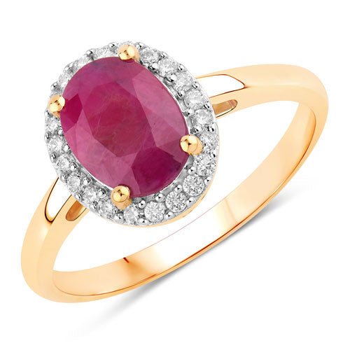 1.59 Carat Genuine Ruby and White Diamond 10K Yellow Gold Ring - Rings - Custom Crafting Alliance, LLC