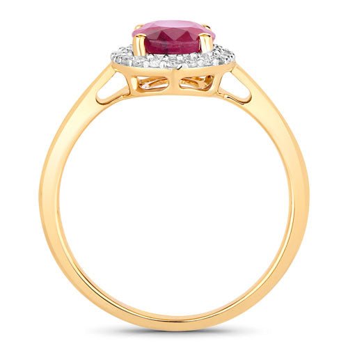 1.59 Carat Genuine Ruby and White Diamond 10K Yellow Gold Ring - Rings - Custom Crafting Alliance, LLC