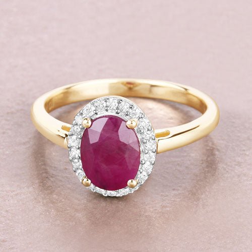 1.59 Carat Genuine Ruby and White Diamond 10K Yellow Gold Ring - Rings - Custom Crafting Alliance, LLC