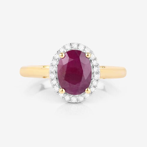 1.59 Carat Genuine Ruby and White Diamond 10K Yellow Gold Ring - Rings - Custom Crafting Alliance, LLC