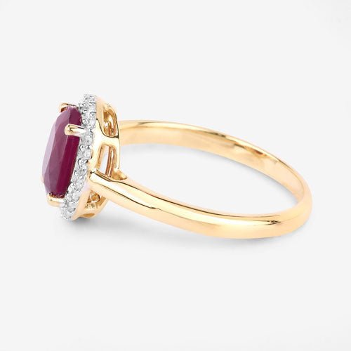 1.59 Carat Genuine Ruby and White Diamond 10K Yellow Gold Ring - Rings - Custom Crafting Alliance, LLC