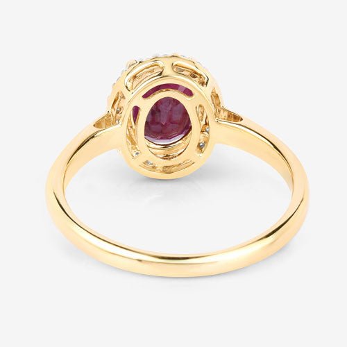 1.59 Carat Genuine Ruby and White Diamond 10K Yellow Gold Ring - Rings - Custom Crafting Alliance, LLC