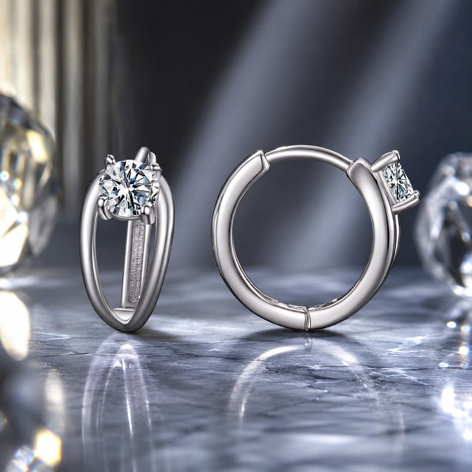 925 Sterling Silver 0.40 Carat Moissanite Earrings for Women