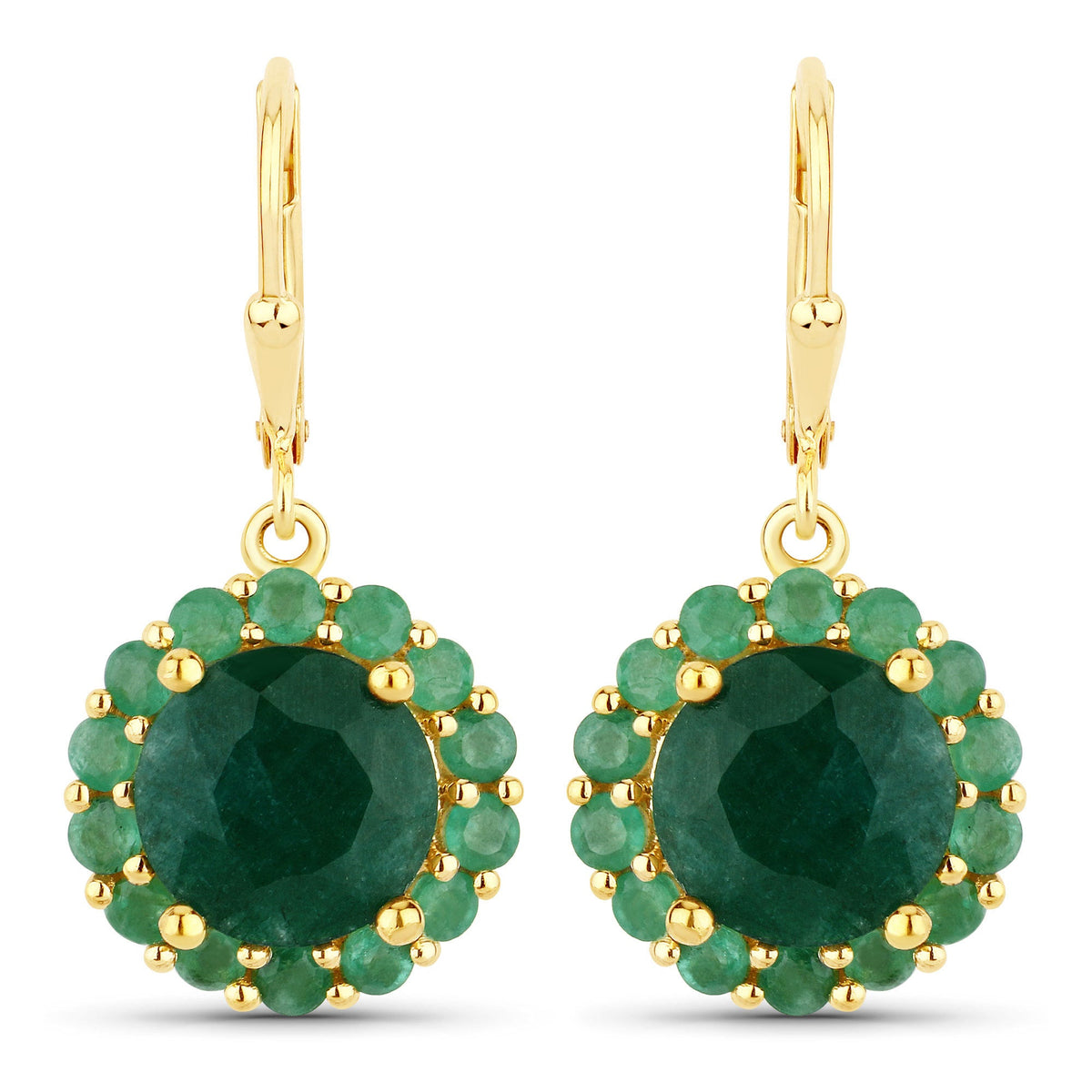 8.54 Carat Dyed Emerald and Emerald .925 Sterling Silver Earrings