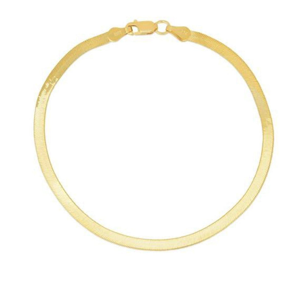 1.5mm 14k Yellow Gold Super Flex Herringbone Anklet - Accessories - Custom Crafting Alliance, LLC