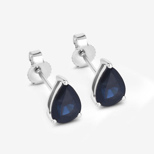 1.60 Carat Genuine Blue Sapphire 10K White Gold Earrings - Earrings - Custom Crafting Alliance, LLC