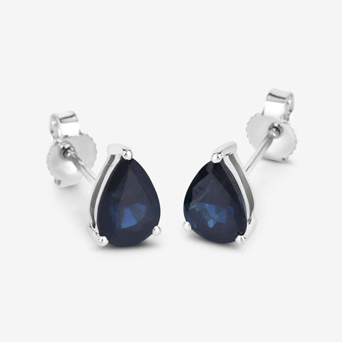 1.60 Carat Genuine Blue Sapphire 10K White Gold Earrings - Earrings - Custom Crafting Alliance, LLC