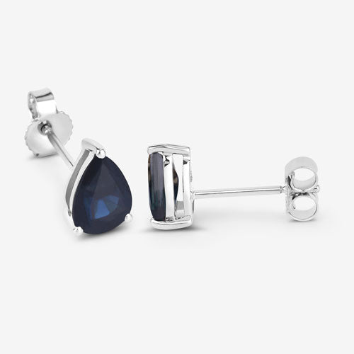 1.60 Carat Genuine Blue Sapphire 10K White Gold Earrings - Earrings - Custom Crafting Alliance, LLC