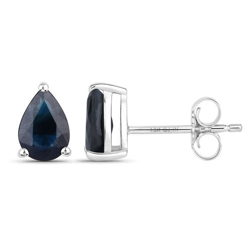 1.60 Carat Genuine Blue Sapphire 10K White Gold Earrings - Earrings - Custom Crafting Alliance, LLC