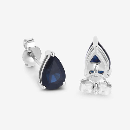 1.60 Carat Genuine Blue Sapphire 10K White Gold Earrings - Earrings - Custom Crafting Alliance, LLC