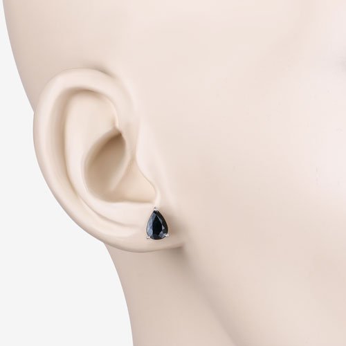 1.60 Carat Genuine Blue Sapphire 10K White Gold Earrings - Earrings - Custom Crafting Alliance, LLC