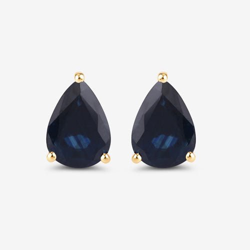 1.60 Carat Genuine Blue Sapphire 10K Yellow Gold Earrings - Earrings - Custom Crafting Alliance, LLC