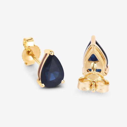 1.60 Carat Genuine Blue Sapphire 10K Yellow Gold Earrings - Earrings - Custom Crafting Alliance, LLC