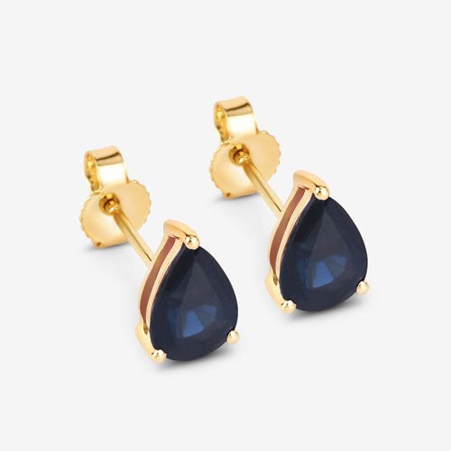 1.60 Carat Genuine Blue Sapphire 10K Yellow Gold Earrings - Earrings - Custom Crafting Alliance, LLC