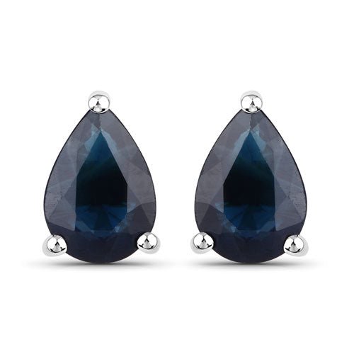 1.60 Carat Genuine Blue Sapphire 14K White Gold Earrings - Earrings - Custom Crafting Alliance, LLC