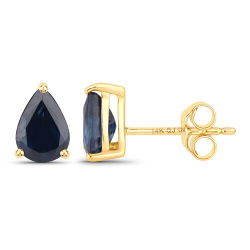1.60 Carat Genuine Blue Sapphire 14K Yellow Gold Earrings - Earrings - Custom Crafting Alliance, LLC