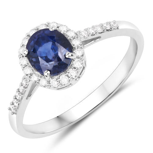1.60 Carat Genuine Purple Blue Sapphire and White Diamond 14K White Gold Ring - Rings - Custom Crafting Alliance, LLC