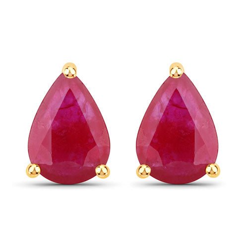 1.60 Carat Genuine Ruby 10K Yellow Gold Earrings - Earrings - Custom Crafting Alliance, LLC
