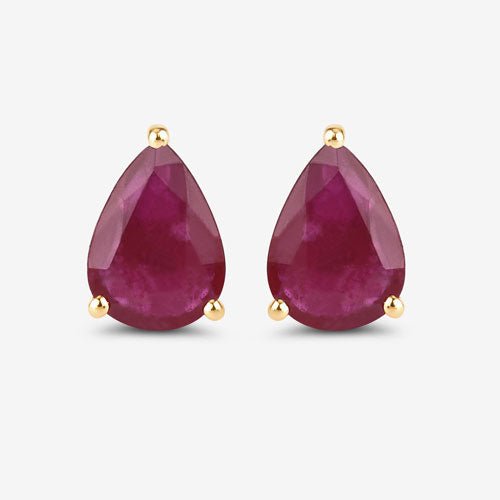 1.60 Carat Genuine Ruby 10K Yellow Gold Earrings - Earrings - Custom Crafting Alliance, LLC