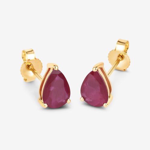 1.60 Carat Genuine Ruby 10K Yellow Gold Earrings - Earrings - Custom Crafting Alliance, LLC
