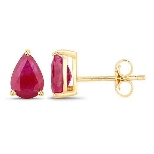 1.60 Carat Genuine Ruby 10K Yellow Gold Earrings - Earrings - Custom Crafting Alliance, LLC
