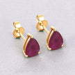 1.60 Carat Genuine Ruby 10K Yellow Gold Earrings - Earrings - Custom Crafting Alliance, LLC