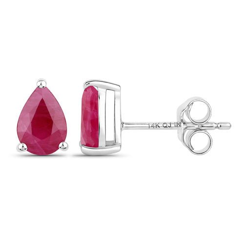1.60 Carat Genuine Ruby 14K White Gold Earrings - Earrings - Custom Crafting Alliance, LLC