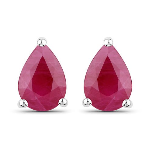 1.60 Carat Genuine Ruby 14K White Gold Earrings - Earrings - Custom Crafting Alliance, LLC