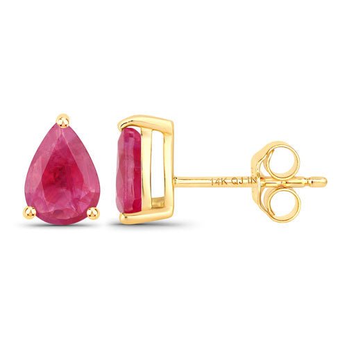 1.60 Carat Genuine Ruby 14K Yellow Gold Earrings - Earrings - Custom Crafting Alliance, LLC