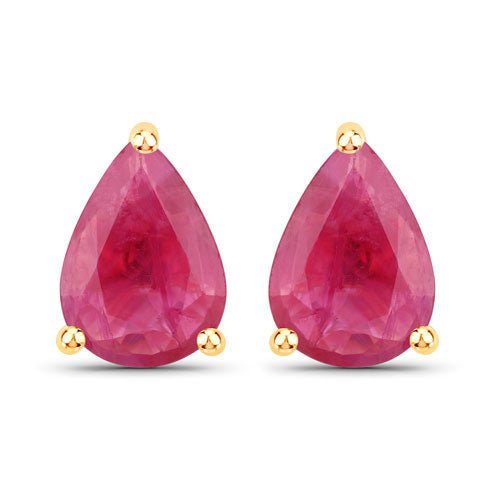 1.60 Carat Genuine Ruby 14K Yellow Gold Earrings - Earrings - Custom Crafting Alliance, LLC