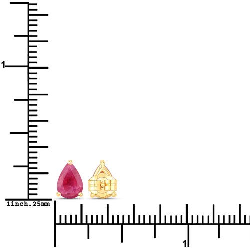 1.60 Carat Genuine Ruby 14K Yellow Gold Earrings - Earrings - Custom Crafting Alliance, LLC