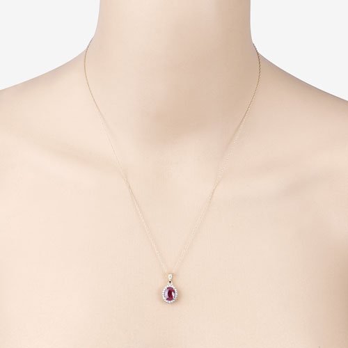 1.60 Carat Genuine Ruby and White Diamond 10K Yellow Gold Pendant - Pendants - Custom Crafting Alliance, LLC