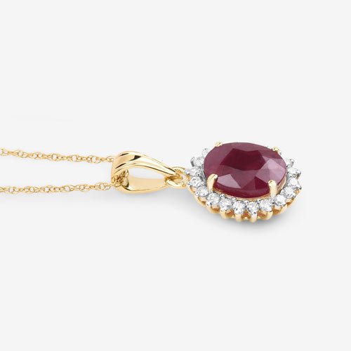 1.60 Carat Genuine Ruby and White Diamond 10K Yellow Gold Pendant - Pendants - Custom Crafting Alliance, LLC