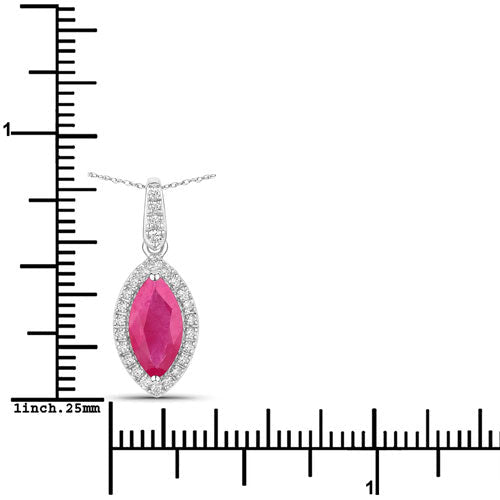 1.60 Carat Genuine Ruby and White Diamond 14K White Gold Pendant - Pendants - Custom Crafting Alliance, LLC