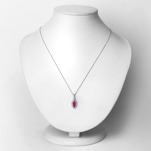 1.60 Carat Genuine Ruby and White Diamond 14K White Gold Pendant - Pendants - Custom Crafting Alliance, LLC