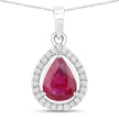 1.61 Carat Genuine Ruby and White Diamond 14K White Gold Pendant - Pendants - Custom Crafting Alliance, LLC