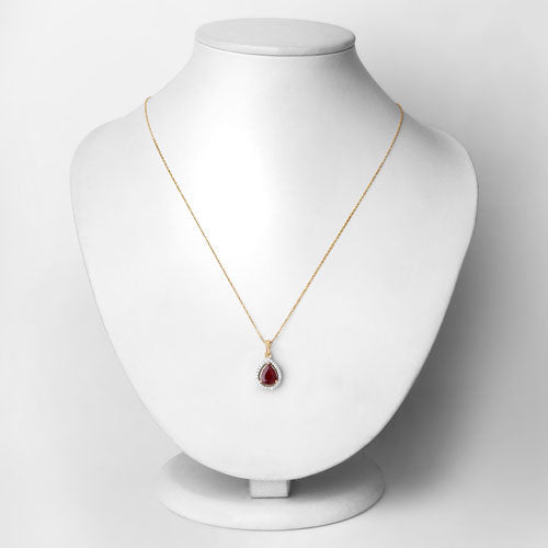1.61 Carat Genuine Ruby and White Diamond 14K Yellow Gold Pendant - Pendants - Custom Crafting Alliance, LLC