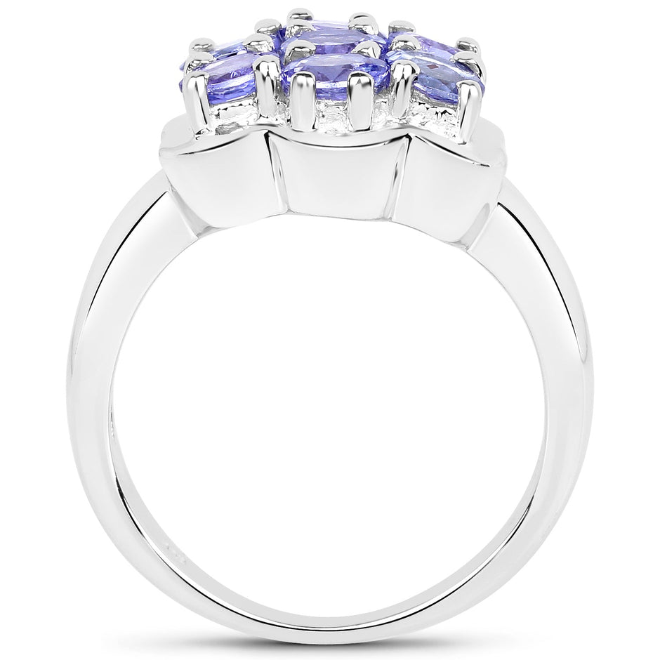 1.19 Carat Genuine Tanzanite .925 Sterling Silver Ring